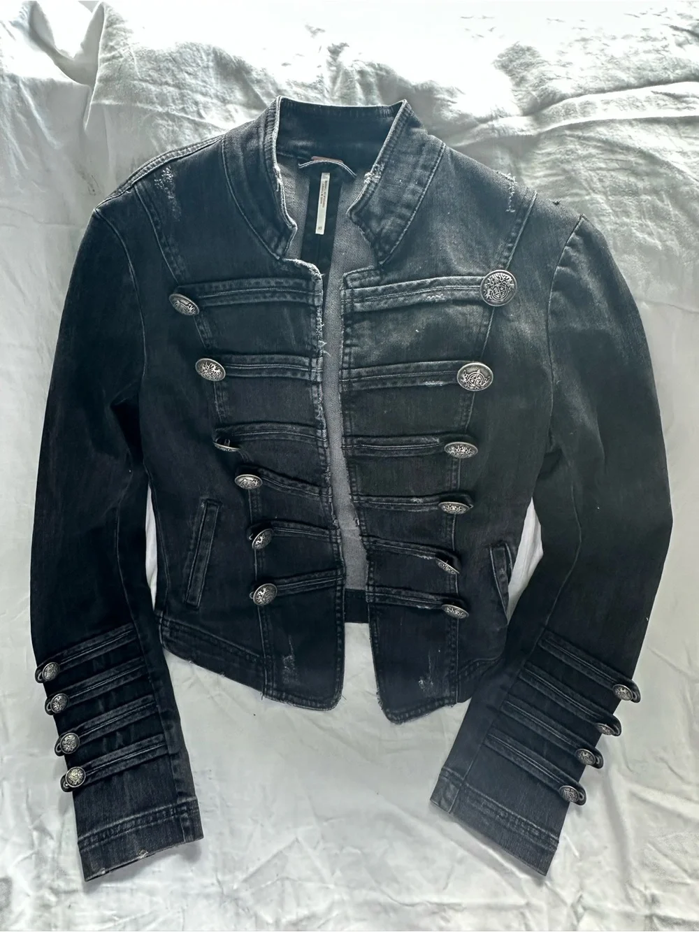 Free People Black Military-Style Jean Jacket - Picture 2 of 4
